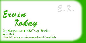 ervin kokay business card